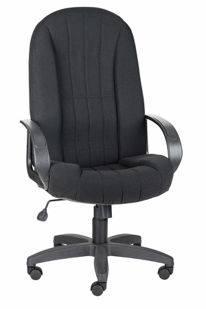 Кресло на колесах Гармония ультра ткань черный, крестовина пластик, подлокотники пластик, механизм качания