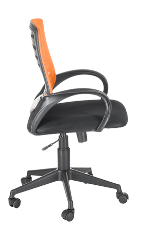 Кресло на колесах Ирис люкс обивка ткань-сетка TW сидушка черный, спинка оранж, подлокотники пластик, крестовина пластик, механизм качания 