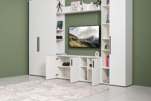 Гостиная Эйр композиция 2 белый PE шагрень, собирается на любую сторону