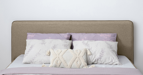 Кровать Миа 160 рогожка бежево-коричневый, кант желтовато-коричневый с ортопедическим основанием и подъемным механизмом