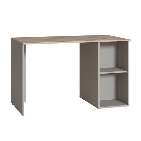 Стол письменный Лайт 12.163 серый шифер, дуб белый exclusive OW D4430, сборка на любую сторону, два варианта сборки тумбы