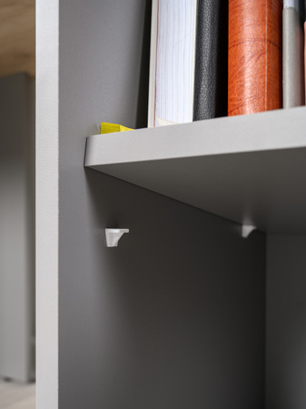 Стол письменный Лайт 12.163 серый шифер, дуб белый exclusive OW D4430, сборка на любую сторону, два варианта сборки тумбы