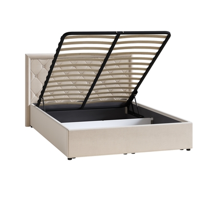 Кровать Марион 140 велюр OCEAN 002 бежевый с ортопедическим основанием и подъемным механизмом (спальное место 140 х 200)