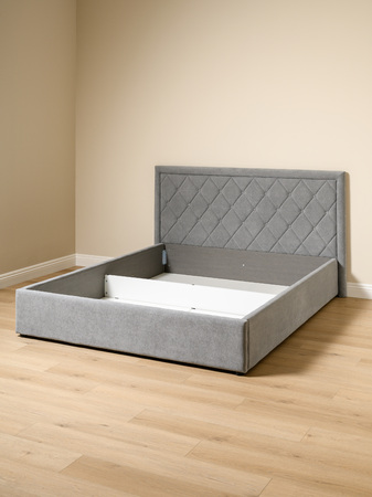 Кровать Марион 160 велюр OCEAN 023 серый с ортопедическим основанием и подъемным механизмом (спальное место 160 х 200)