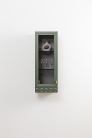 Гостиная Марион композиция 2 дымчатый зеленый K521, олива шагрень AG 1050 ПВХ, белый PE шагрень (собирается на любую сторону)