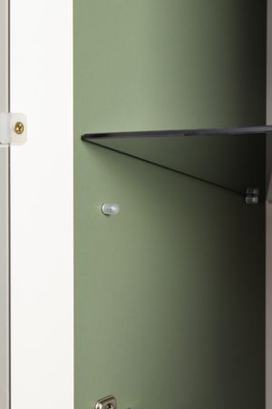 Гостиная Марион композиция 2 дымчатый зеленый K521, олива шагрень AG 1050 ПВХ, белый PE шагрень (собирается на любую сторону)