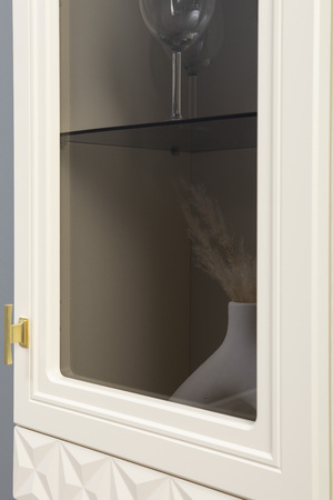 Гостиная Марион композиция 3 слоновая кость С341 PE, слоновая кость 6898 ПВХ, белый PE шагрень (собирается на любую сторону)