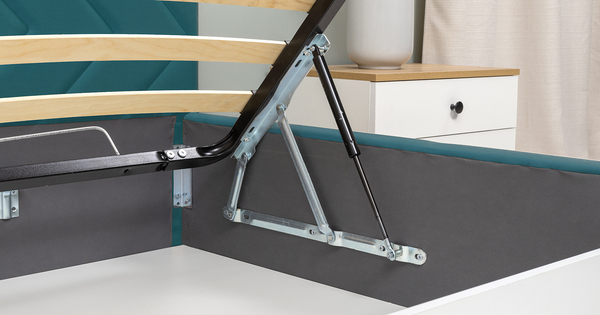 Кровать Милана 180 велюр сине-зеленый с ортопедическим основанием и подъемным механизмом