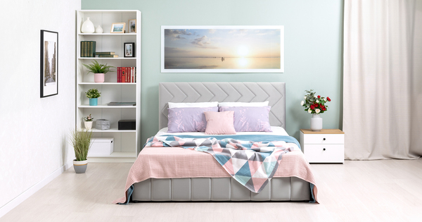 Кровать Милана 160 велюр светло-серый с ортопедическим основанием и подъемным механизмом