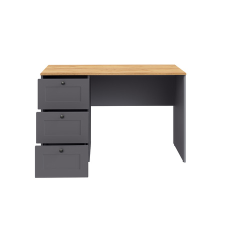 Стол письменный Остин 12.159 серый графит 0162 РЕ, дуб золотой CRAFT, графит ZB 856-2 ПВХ, сборка на любую сторону