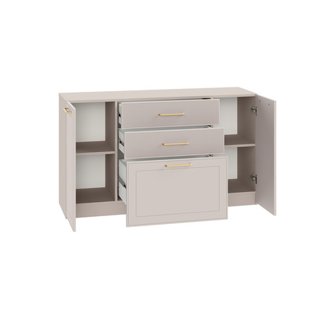 Гостиная Ричфорд композиция 2 без карнизов, кашемир 5981 BS, моно керамика D166-2 ПВХ, белый PE шагрень (собирается на любую сторону)