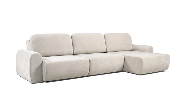 Диван-кровать угловой Тэдди 1505 композиция 3, букле Pique 010 светло-серый, модульная система, сборка на любую сторону