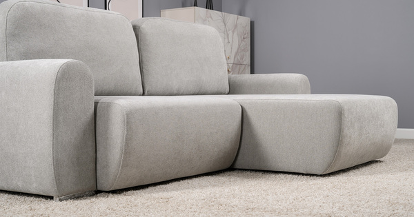 Диван-кровать угловой Тэдди 1506 композиция 2, букле Pique 011 серый, модульная система, сборка на любую сторону