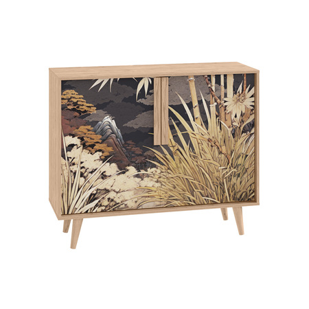 Комод Току 16.230.04 гикори рокфорд натуральный KO86 PW, белый PE шагрень, фотопечать