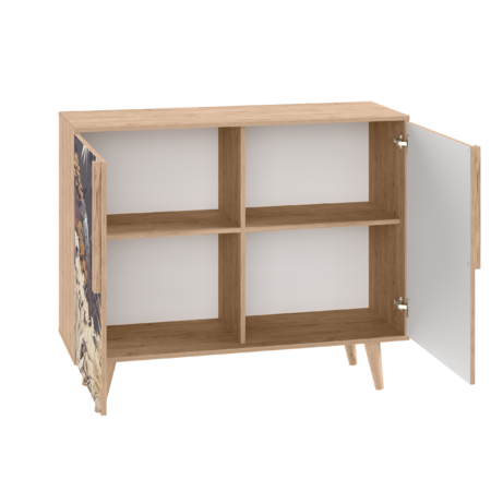 Комод Току 16.230.04 гикори рокфорд натуральный KO86 PW, белый PE шагрень, фотопечать